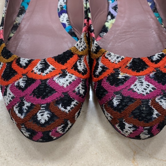 MISSONI FLATS IN CALF LEATHER W/FABRIC UPPER GORGEOUS COLORWAY/PRINT SIZE 38/8 - Picture 6 of 14